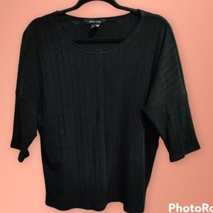 Adele & May stretchy black blouse women's size Large